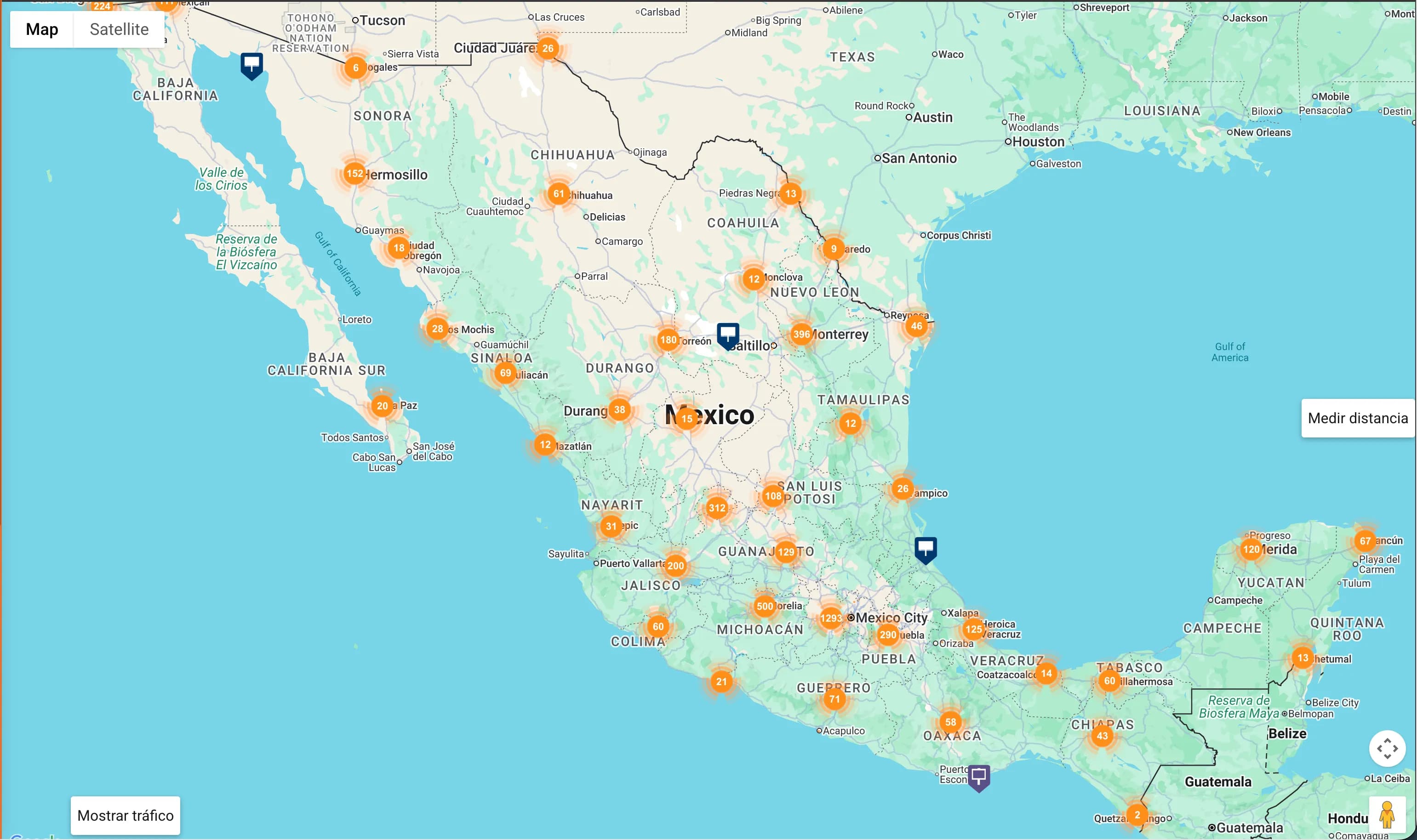 Mapa de ubicaciones (imagen de muestra)